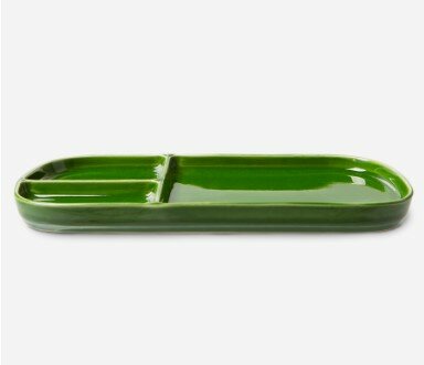 HKLIVING the emeralds: ceramic plate rectangular, green (set of 2)