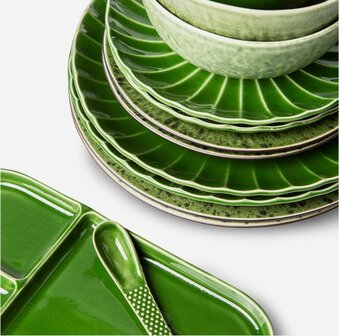 HKLIVING the emeralds: ceramic plate rectangular, green (set of 2)