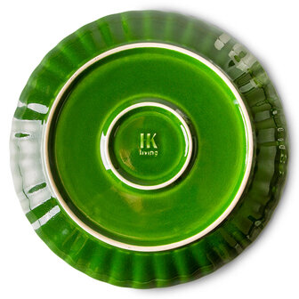 HKLIVING the emeralds: ceramic dinner plate ribbed, green (set of 2)