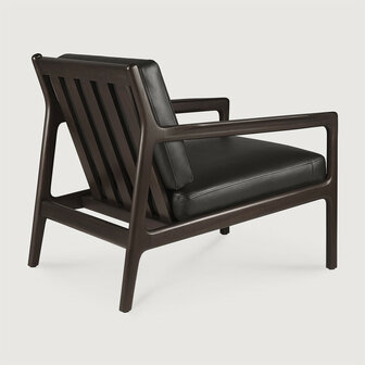 Ethnicraft Jack Lounge Chair Varnished Mahogany Dark Brown Black Leather