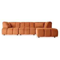 Hkliving Wave couch: Element Left High Arm, Corduroy Rib, Dusty Orange