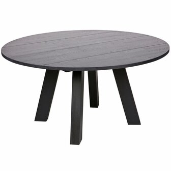 Woood Rhonda XL eetkamertafel &oslash;150cm eiken blacknight [fsc]