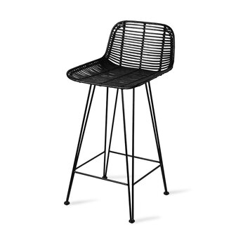 HKLIVING rattan barstool black