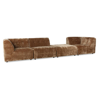 HKLIVING Vint Couch Element Middle Corduroy Velvet, Aged Gold