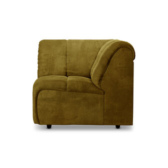 HKLIVING Wave Couch Element Corner Royal Velvet, Olive