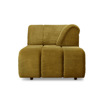 HKLIVING Wave Couch Element Right Divan Royal Velvet, Olive