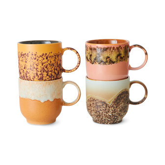 HKLIVING 70s ceramics cafe cups cape, set van 4