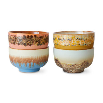 HKliving 70s ceramics noodle bowls, seabreeze (set van 4)