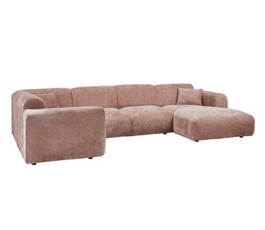 WOOOD Cloud hoekbank chenille taupe-roze links