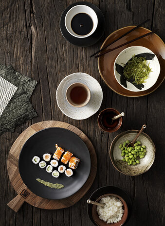 HKLIVING Kyoto ceramics: japanese dinner plate matt black