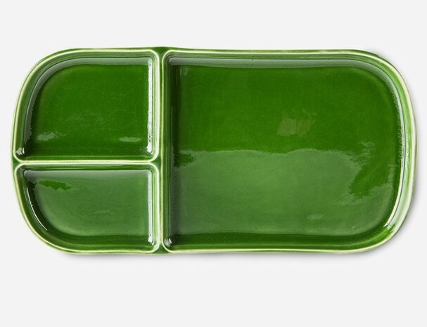 HKLIVING the emeralds: ceramic plate rectangular, green (set of 2)