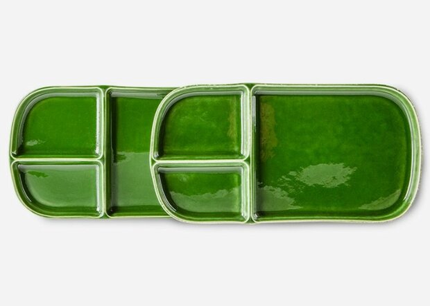 HKLIVING the emeralds: ceramic plate rectangular, green (set of 2)