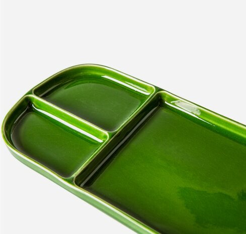 HKLIVING the emeralds: ceramic plate rectangular, green (set of 2)