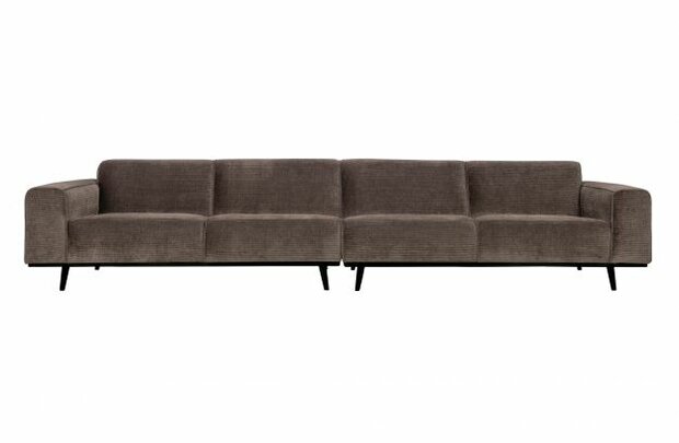 BePureHome Statement xl 4-zits Bank 372cm Platte Brede Rib Taupe