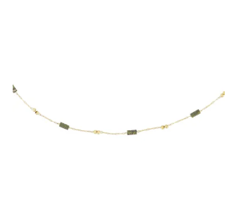 Zusss fijne ketting grijs-groen/goud