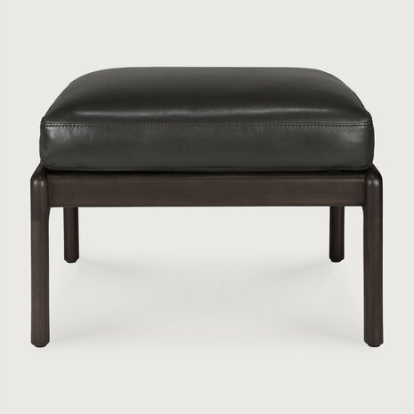 Ethnicraft Jack Footstool Varnished Mahogany Dark Brown Black Leather