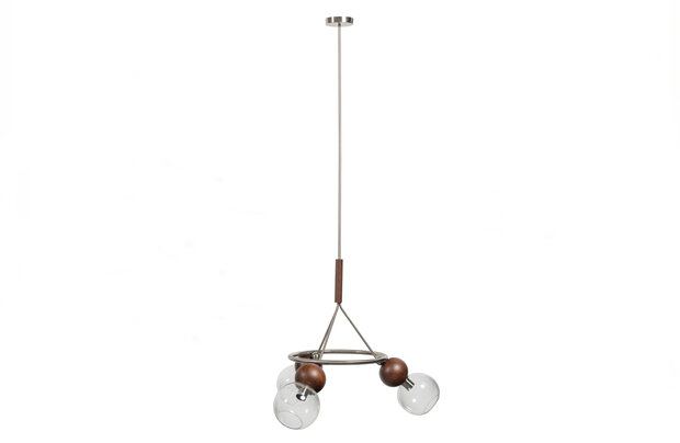 Bepurehome Babble Hanglamp 3 Bollen Glas Walnoot