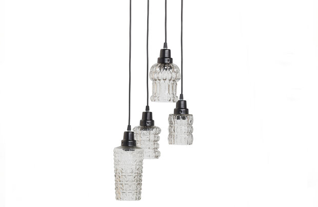 Bepurehome Multiple Hanglamp Met 4 Glazen Zwart/Glas