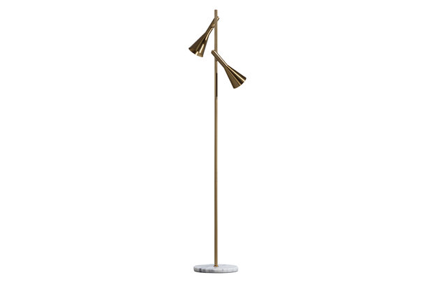 Bepurehome Body Vloerlamp Met 2 Lampen Metaal/Marmer Antique Brass