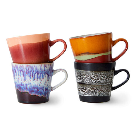 70s ceramics: americano mugs, friction (set of 4)