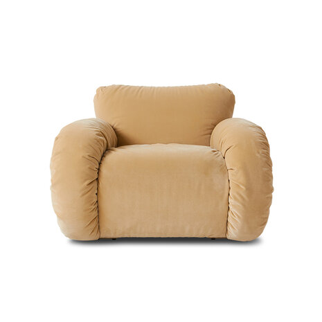 HKLIVING Arc Lounge Fauteuil, Frame Sand, Royal Velvet, Cream