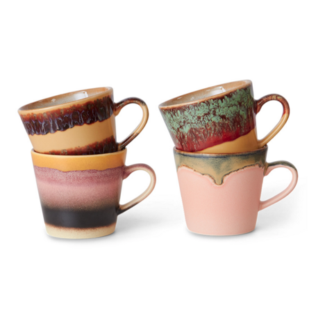 HKLIVING 70s ceramics: cappuccino mugs vista, set of 4