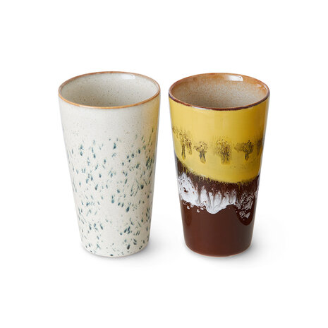 HKLIVING 70s ceramics: latte mugs, brine (set of 2)