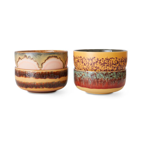 HKLIVING 70s ceramics dessert bowls, harbour (set of 4)