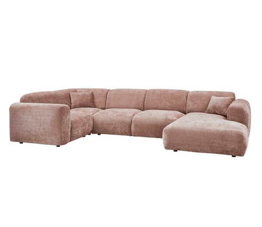 WOOOD Cloud hoekbank chenille taupe-roze links