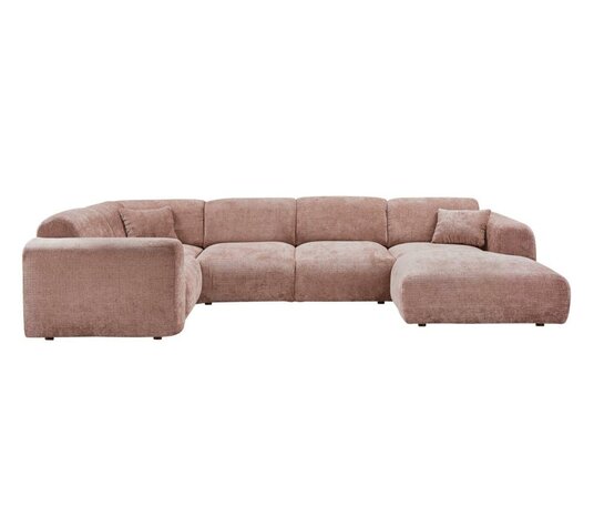 WOOOD Cloud hoekbank chenille taupe-roze links