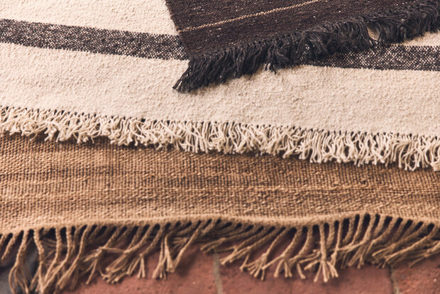 HKLIVING Striped Woolen Kelim Cream 200x300cm