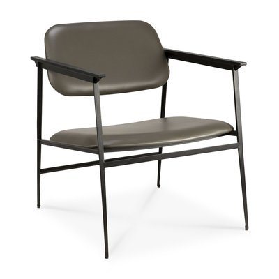 Ethnicraft DC lounge chair - olive green leather