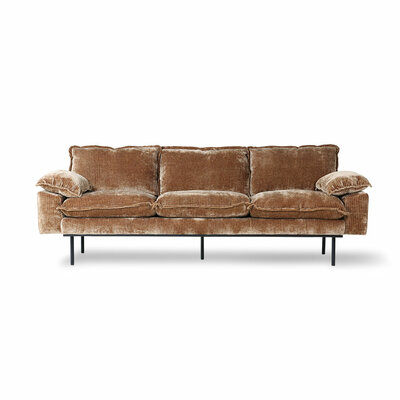 HKLIVING Retro Sofa 3 Zits, corduroy velvet corduroy, aged gold