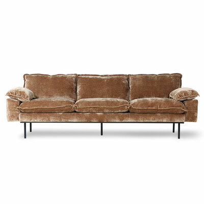 HKliving retro sofa 4 seats Velvet Corduroy Aged Gold