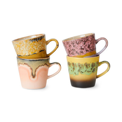 HKLIVING 70s ceramics: americano mugs, radiant (set of 4)